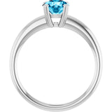 Natural Aquamarine 10k White Gold Solitaire Ring in