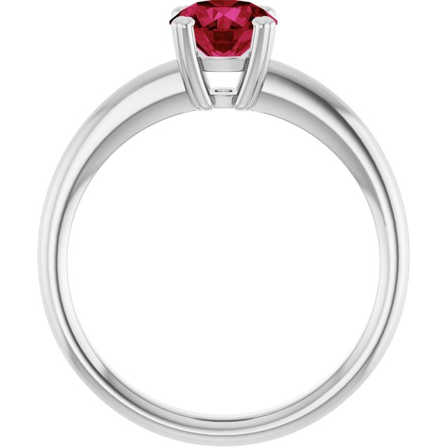 Lab-Grown Ruby 10k White Gold Solitaire Ring in