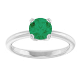 Lab-Grown Emerald 10k White Gold Solitaire Ring in