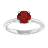 Natural Mozambique Garnet 10k White Gold Solitaire Ring in | round