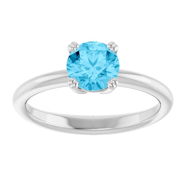 Natural Aquamarine 10k White Gold Solitaire Ring in