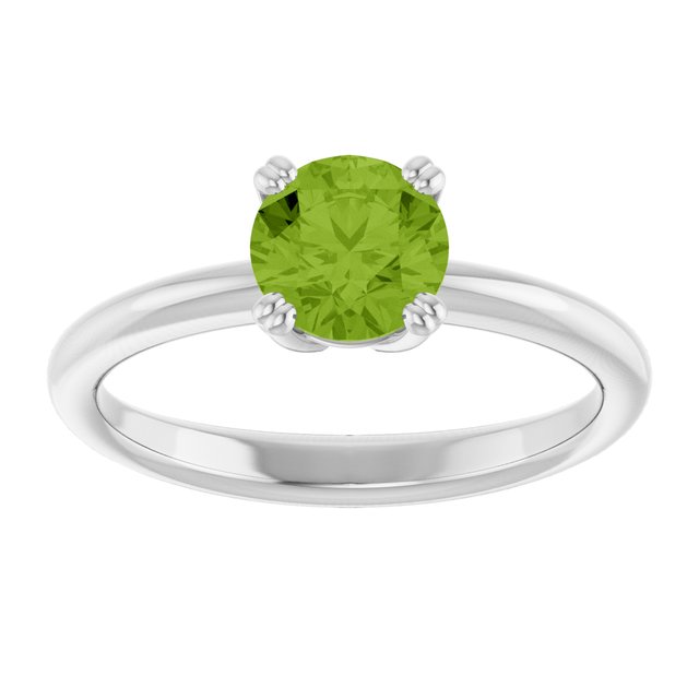 Natural Peridot 10k White Gold Solitaire Ring in