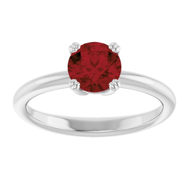 Natural Mozambique Garnet Platinum Solitaire Ring in
