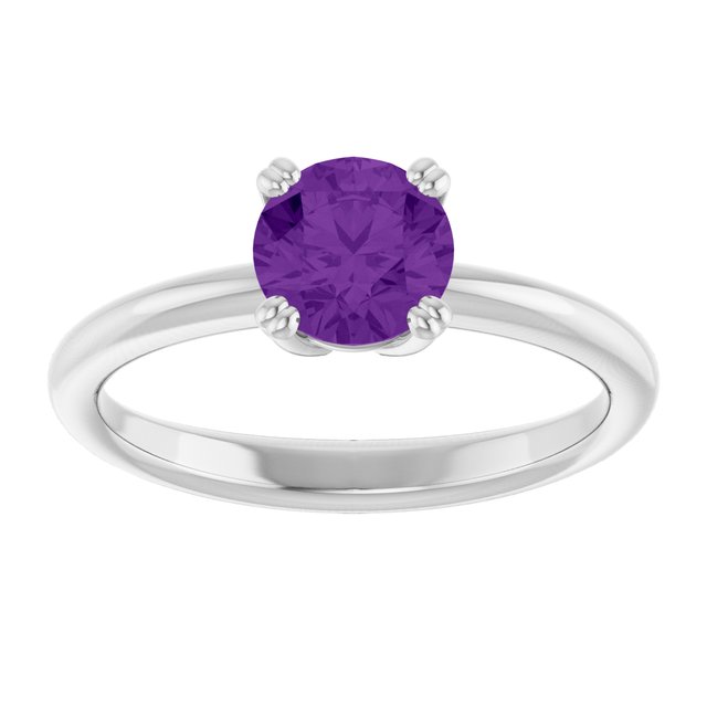 Natural Amethyst 10k White Gold Solitaire Ring in