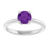 Natural Amethyst 10k White Gold Solitaire Ring in