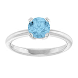 Natural Sky Blue Topaz 10k White Gold Solitaire Ring in