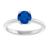 Lab-Grown Blue Sapphire 10k White Gold Solitaire Ring in