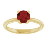 Natural Mozambique Garnet Yellow Gold Solitaire Ring in | round