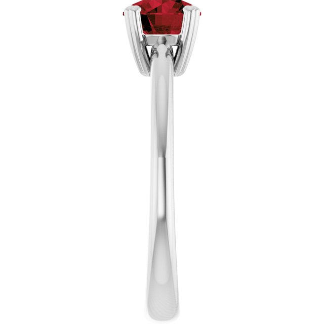 Natural Mozambique Garnet Platinum Solitaire Ring in