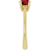 Natural Mozambique Garnet Yellow Gold Solitaire Ring in | round