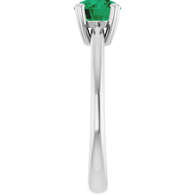 Lab-Grown Emerald 10k White Gold Solitaire Ring in