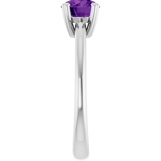 Natural Amethyst 10k White Gold Solitaire Ring in