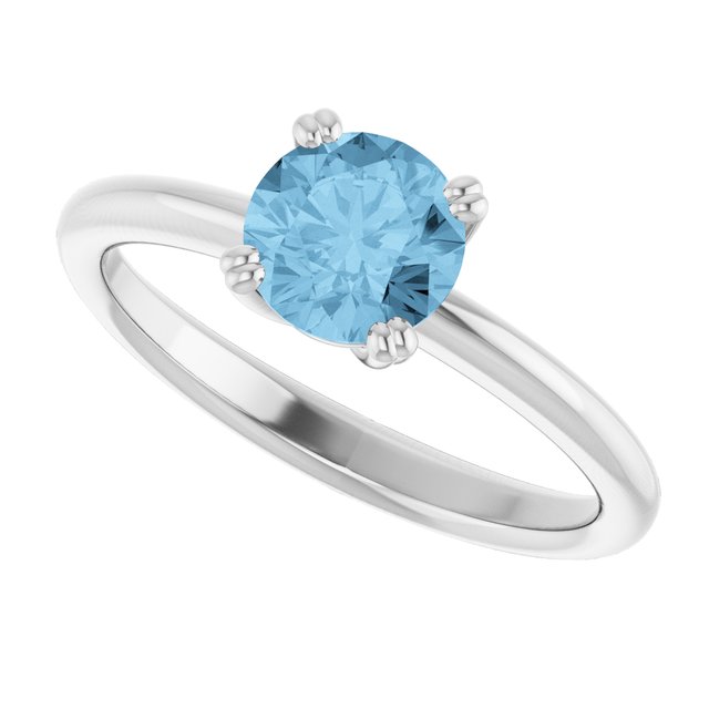 Natural Sky Blue Topaz 10k White Gold Solitaire Ring in