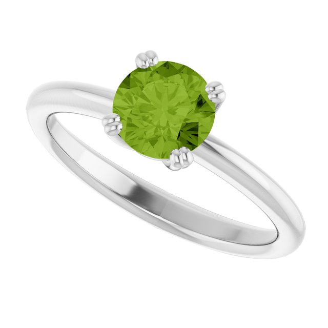 Natural Peridot 10k White Gold Solitaire Ring in