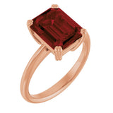 Natural Mozambique Garnet Rose Gold Solitaire Ring in | emerald