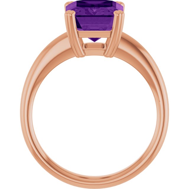 Natural Amethyst Rose Gold Solitaire Ring in | emerald