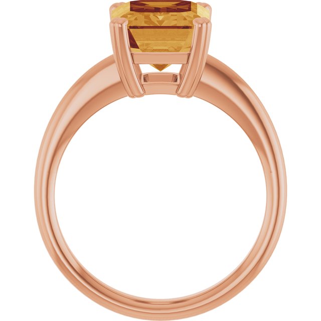 Natural Citrine Rose Gold Solitaire Ring in | emerald