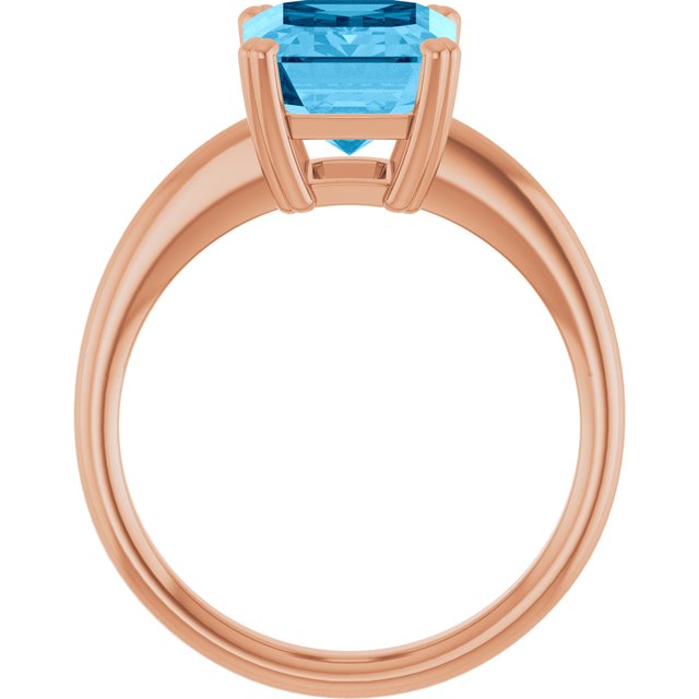 Natural Swiss Blue Topaz Rose Gold Solitaire Ring in | emerald
