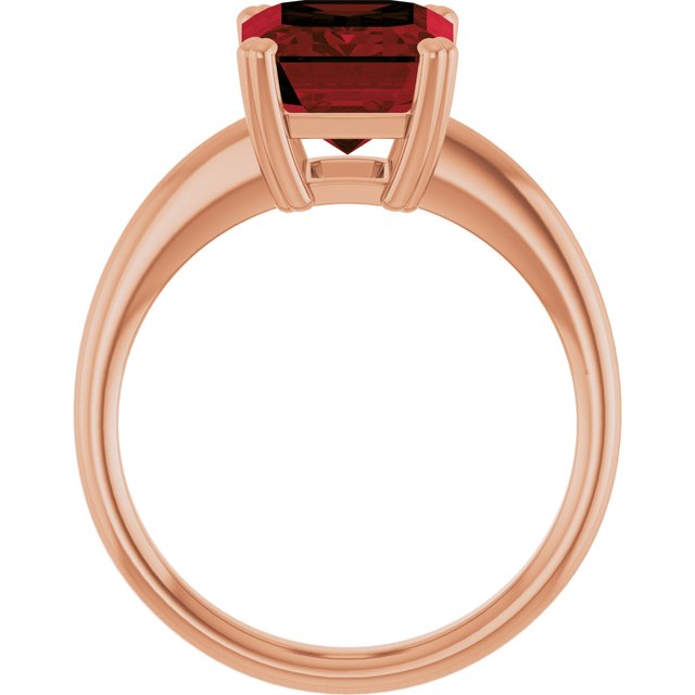 Natural Mozambique Garnet Rose Gold Solitaire Ring in | emerald