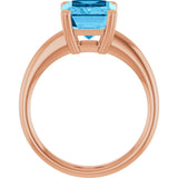 Natural Swiss Blue Topaz Rose Gold Solitaire Ring in | emerald