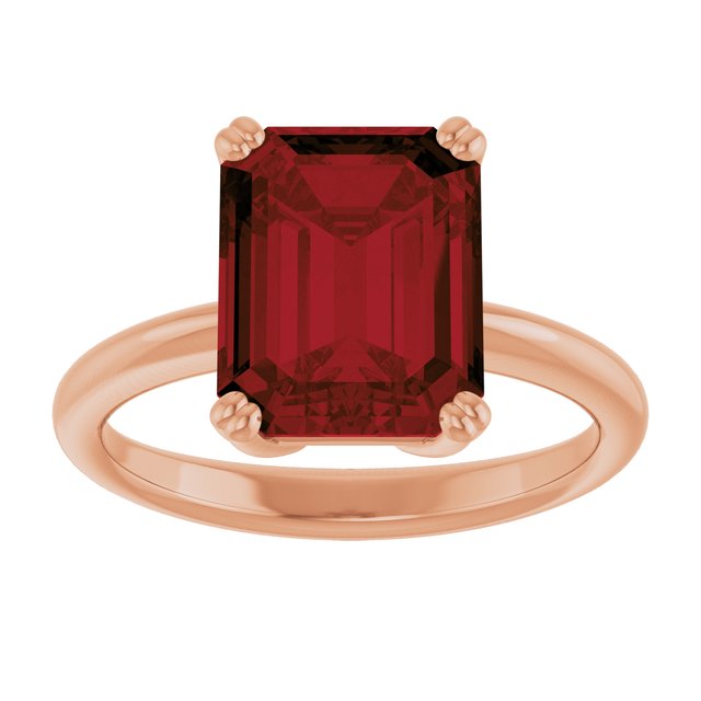 Natural Mozambique Garnet Rose Gold Solitaire Ring in | emerald