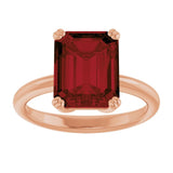 Natural Mozambique Garnet Rose Gold Solitaire Ring in | emerald