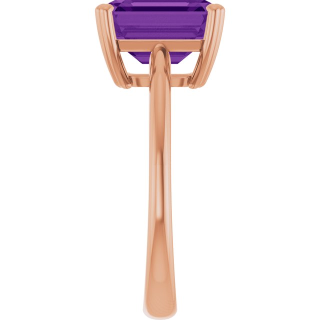 Natural Amethyst Rose Gold Solitaire Ring in | emerald