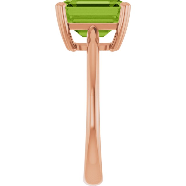 Natural Peridot Rose Gold Solitaire Ring in | emerald