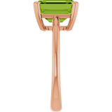 Natural Peridot Rose Gold Solitaire Ring in | emerald