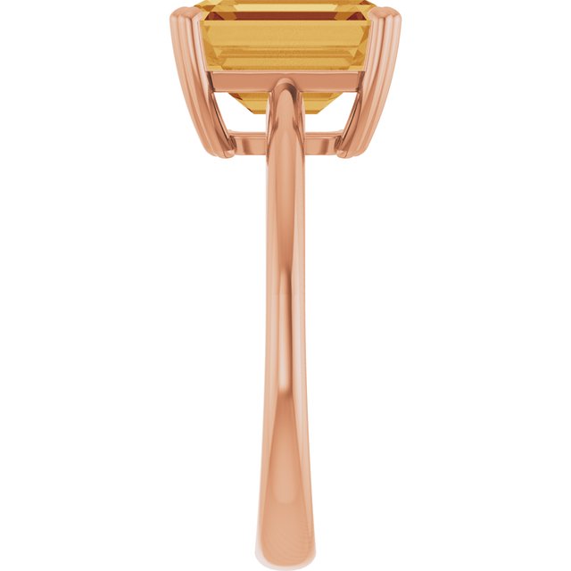 Natural Citrine Rose Gold Solitaire Ring in | emerald