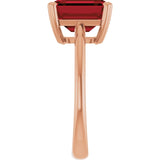 Natural Mozambique Garnet Rose Gold Solitaire Ring in | emerald
