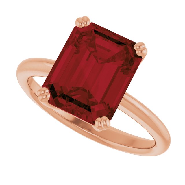 Natural Mozambique Garnet Rose Gold Solitaire Ring in | emerald
