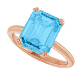 Natural Swiss Blue Topaz Rose Gold Solitaire Ring in | emerald