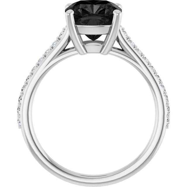 Cushion Black Onyx Accented Ring with Diamond Accents in Gold