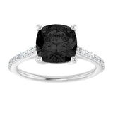 Cushion Black Onyx Accented Ring with Diamond Accents in Gold