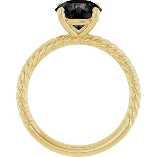 Round Black Onyx Solitaire Ring in Gold