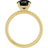 Round Black Onyx Solitaire Ring in Gold