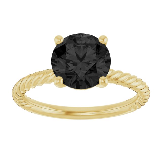 Round Black Onyx Solitaire Ring in Gold