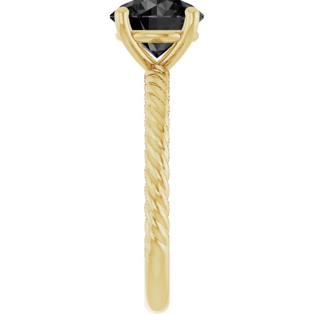 Round Black Onyx Solitaire Ring in Gold