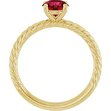 Round Lab-Grown Ruby Solitaire Ring in Gold