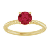 Round Lab-Grown Ruby Solitaire Ring in Gold
