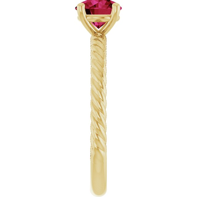 Round Lab-Grown Ruby Solitaire Ring in Gold