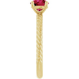 Round Lab-Grown Ruby Solitaire Ring in Gold