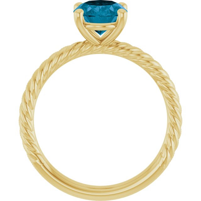 Oval London Blue Topaz Solitaire Ring in Gold