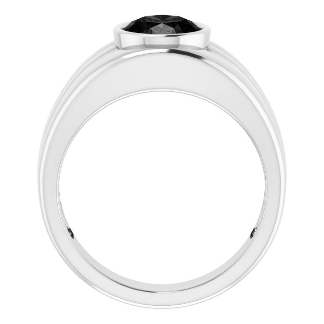 Oval Black Onyx Mens Ring in Gold