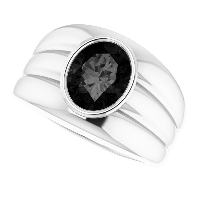 Oval Black Onyx Mens Ring in Gold