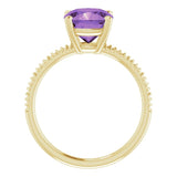 Cushion Amethyst Accented Ring in Gold