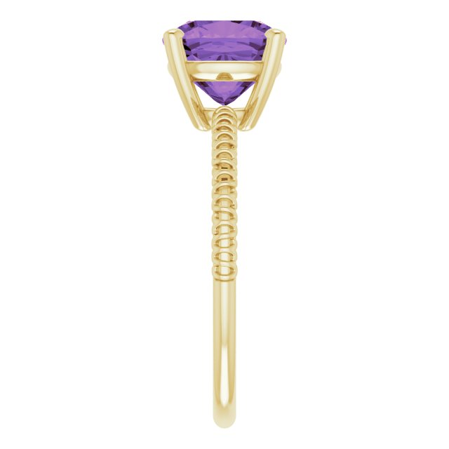 Cushion Amethyst Accented Ring in Gold