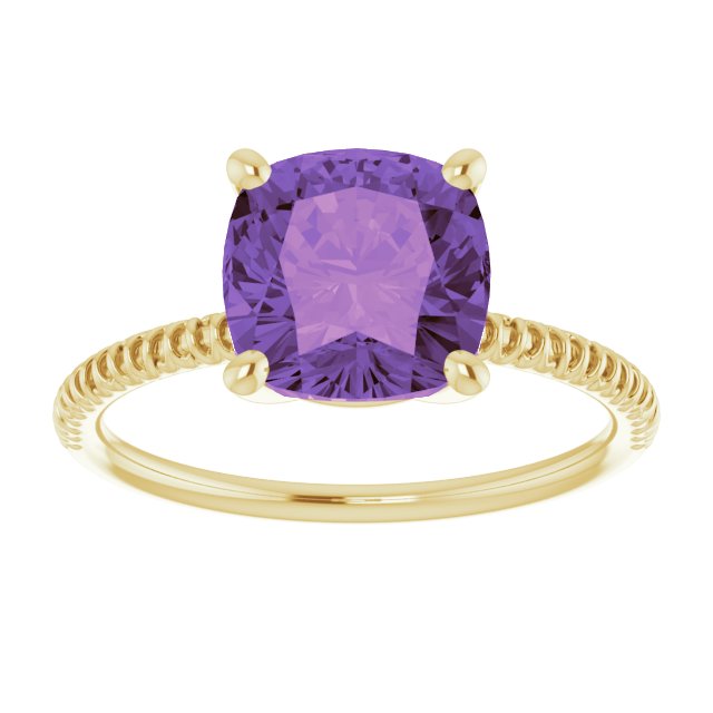Cushion Amethyst Accented Ring in Gold