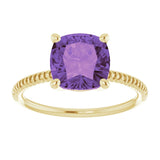 Cushion Amethyst Accented Ring in Gold